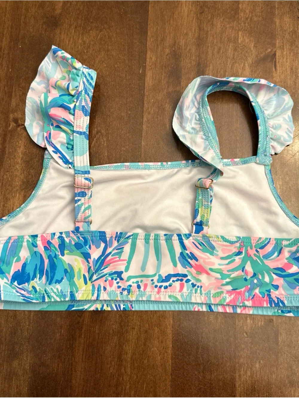 Lilly Pulitzer Swim Bikini Top Kids Girls Size 14 Floral Ruffle Top Only GIRLS